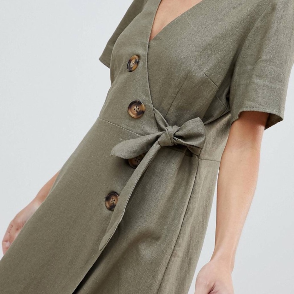 olive wrap dress - Picture 3 of 5